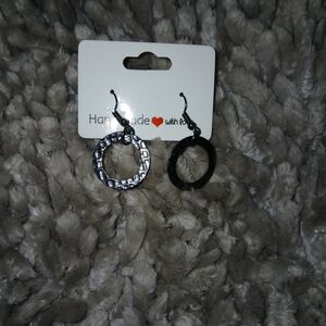 Hammered Metallic Black Earrings